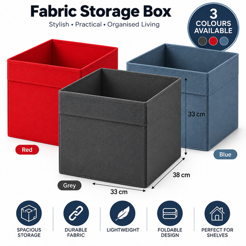 Fabric storage box 33x38x33cm - fabric,